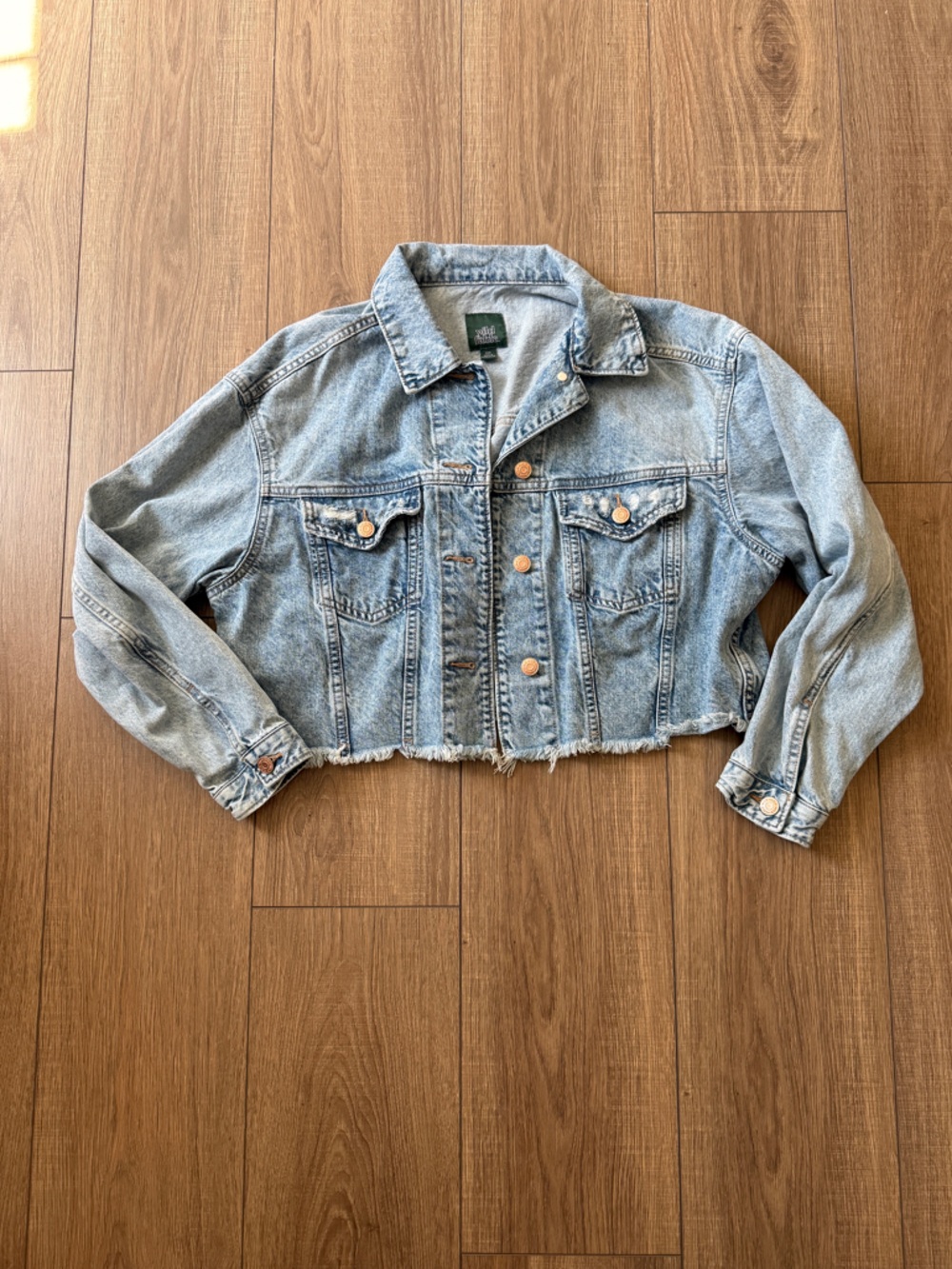wild fable Light Wash Blue Cropped Denim Jacket - SZ XXS - Picture 5 of 10
